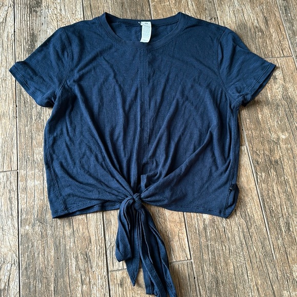 Lululemon Relaxed Burnout Tie Front Top navy blue Womens size 4 - Picture 1 of 5